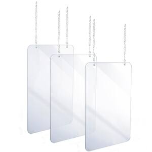 24 in. x 36 in. x 0.18 in. Clear Acrylic Sheet Hanging Protective Sneeze Guard (3-Pack)