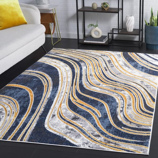 Amelia 700 4 X 6 Blue/Gold Abstract Area Rug
