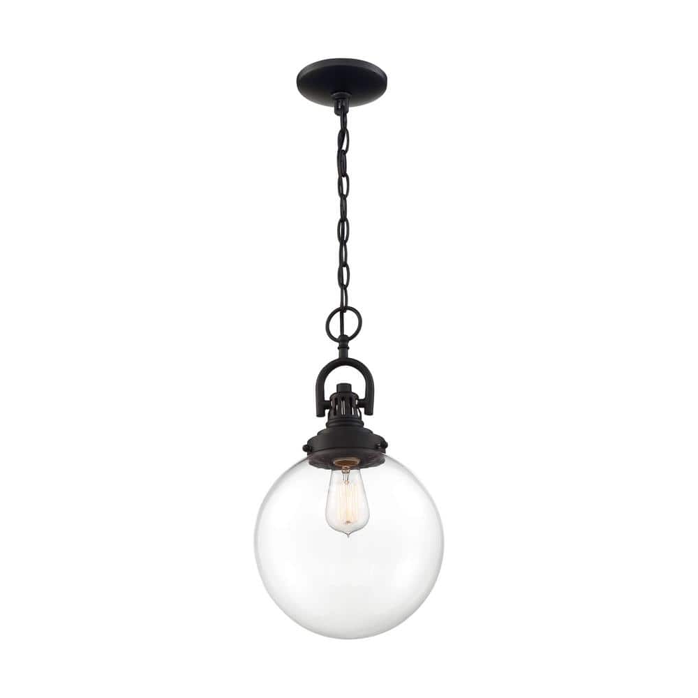Aged Bronze Glass Globe Pendant Light with Adjustable Chain