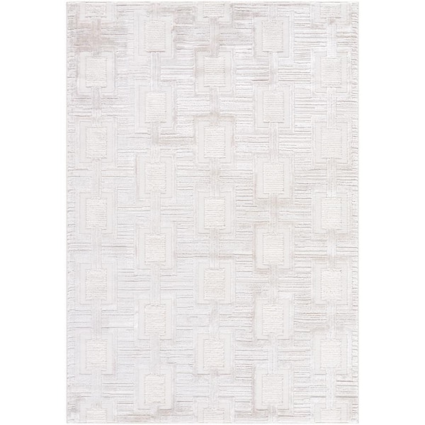 Livabliss Wolly Ivory/White Modern 5 ft. x 7 ft. Indoor Area Rug