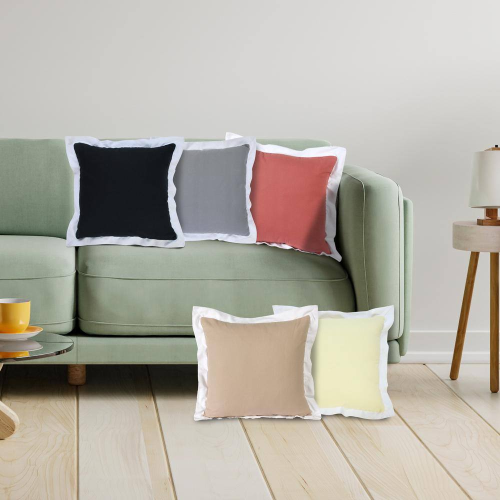 Chic Bordered Light Yellow & White 20" Throw Pillow