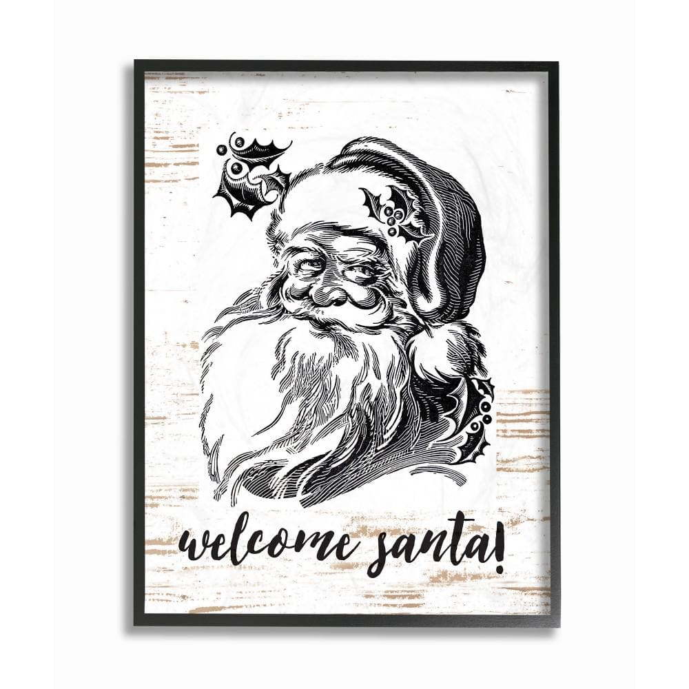 11 in. x 14 in. Christmas Welcome Santa Farmhouse by Lettered and Line
