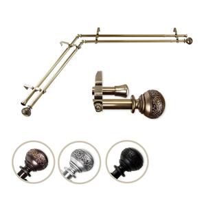 48 in. - 84 in. Adjustable 3/4 in. Double Corner Window Curtain Rod in Antique Brass with Douglas Finial