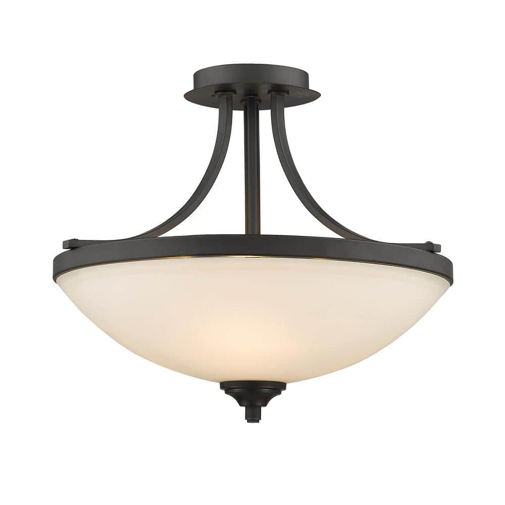 Bordeaux Bronze 17" Semi-Flush Mount Light with Matte Opal Shade