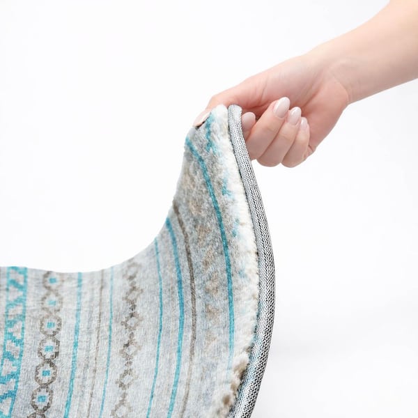 Dream Shag Premium Machine Washable Abstract ADS116 Turquoise 5 ft. x 7 ft. 6 in. Area Rug