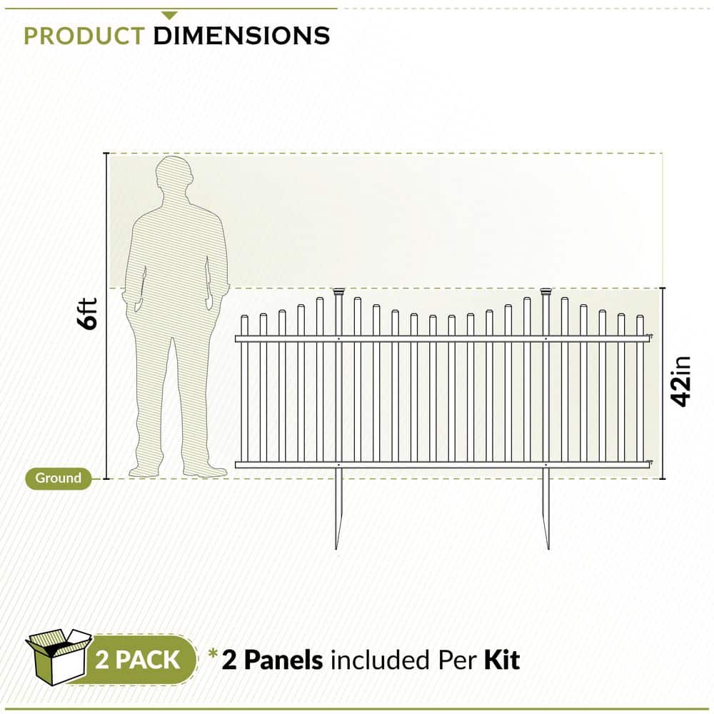 42in H x 92in W White Vinyl Scallop Picket Fence Panels