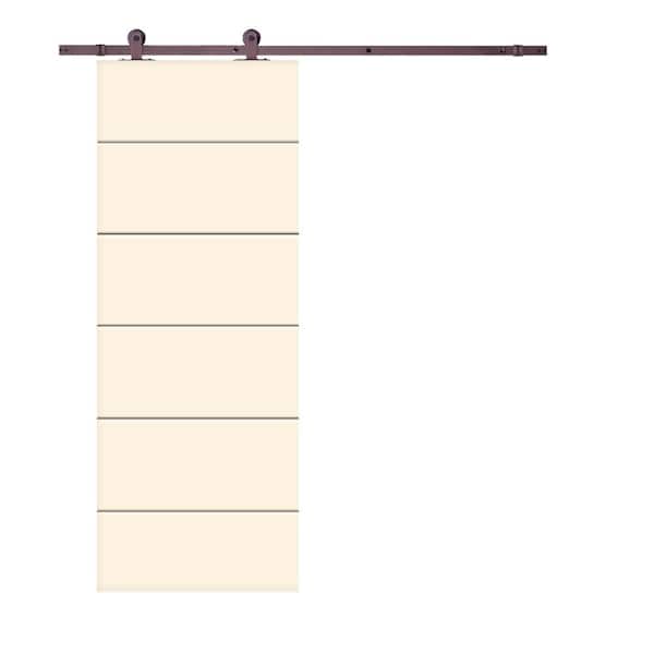CALHOME Modern Classic 36 in. x 80 in. Beige Stained Composite MDF Paneled Interior Sliding Barn Door with Hardware Kit