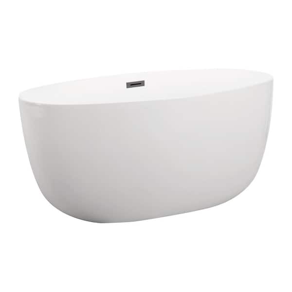 Satico 51.18 in. Acrylic Soaking Flatbottom SPA Non-Whirlpool Freestanding Bathtub in White