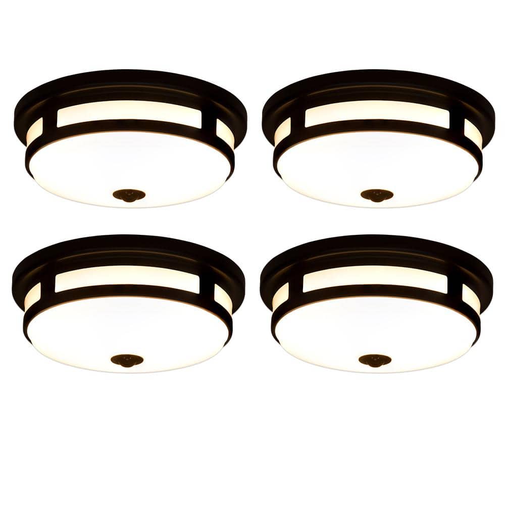 11 in. Round Black Motion Sensing Indoor Outdoor LED Flush Mount Ceiling Light 830 Lumens 3000K 4000K 5000K (4-Pack) price history on PriceWatchPro