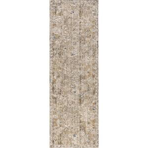 Zenni Vintage Floral Indoor/Outdoor Machine Washable Area Rug Beige 2 ft. x 8 ft. Runner Rug