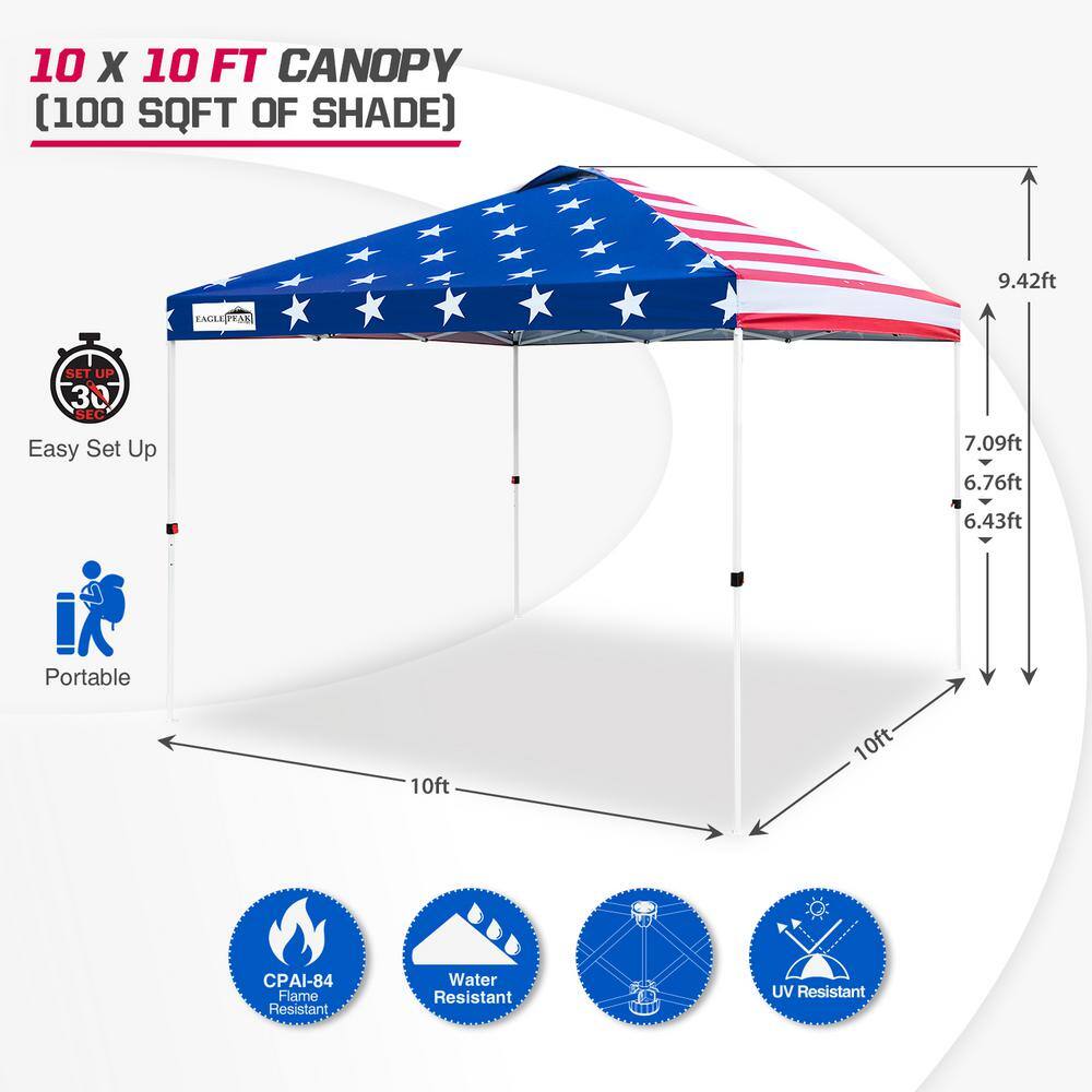 American Flag 10x10 ft Pop-Up Canopy Tent with Mesh Walls