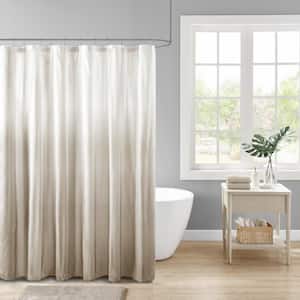 Loire Taupe 72 in. x 72 in. Ombre Printed Seersucker Shower Curtain