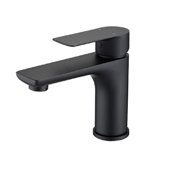 Lukvuzo Single Handle Low Arc Single Hole Bathroom Faucet in Matte Black