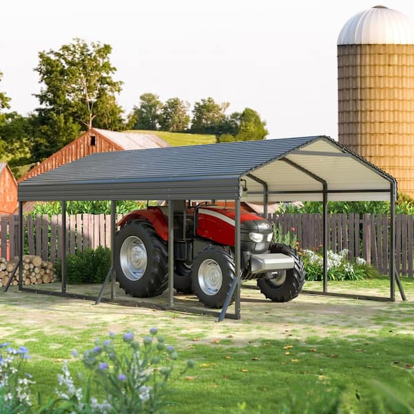 VIWAT 12 ft. W x 20 ft. D Metal Carport, Car Canopy and Shelter