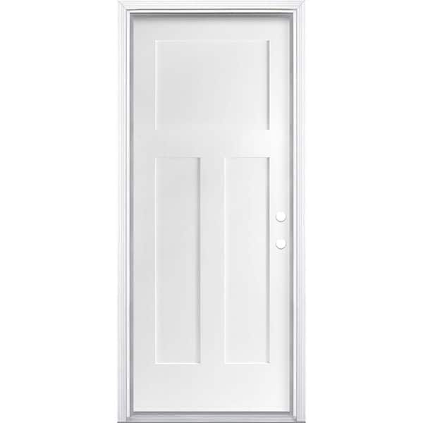 Masonite MProtect 36 in. x 80 in. 2 Panel Square Left-Hand Primed Fiberglass Prehung Front Door w/Panolock