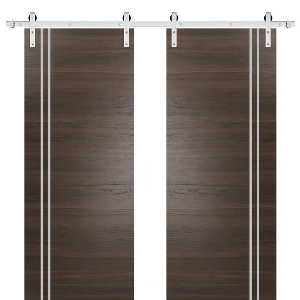Assemble Required 42 in. x 80 in. 2-Panel Chocolate Ash Solid Wood with Honeycomb Sliding Barn Door with Hardware Kit price history on PriceWatchPro