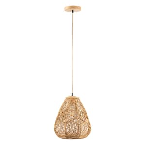 60-Watt 10 in. 1-Light Rope Mini Pendant Light with Rope Shade and No Bulbs Included