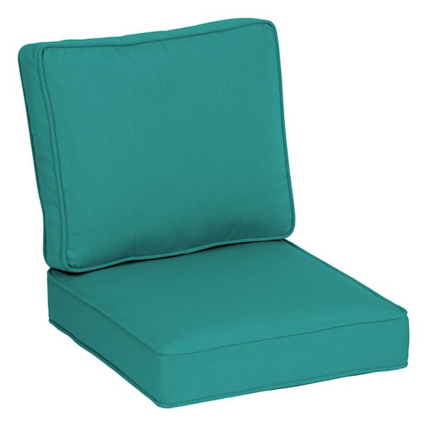 ARDEN SELECTIONS Oasis 22 in. x 24 in. Plush 2-Piece Deep Seating Outdoor Lounge Chair Cushion in Surf Teal