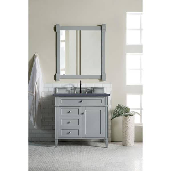 Brittany 36 in. W x 23.5 in.D x 34 in. H Single Bath Vanity in Urban Gray with Quartz Top in Charcoal Soapstone