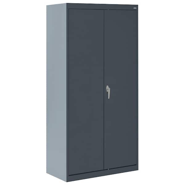 Sandusky Classic Series Combination Storage Cabinet with Adjustable Shelves in Charcoal (36 in. W x 72 in. H x 24 in. D)