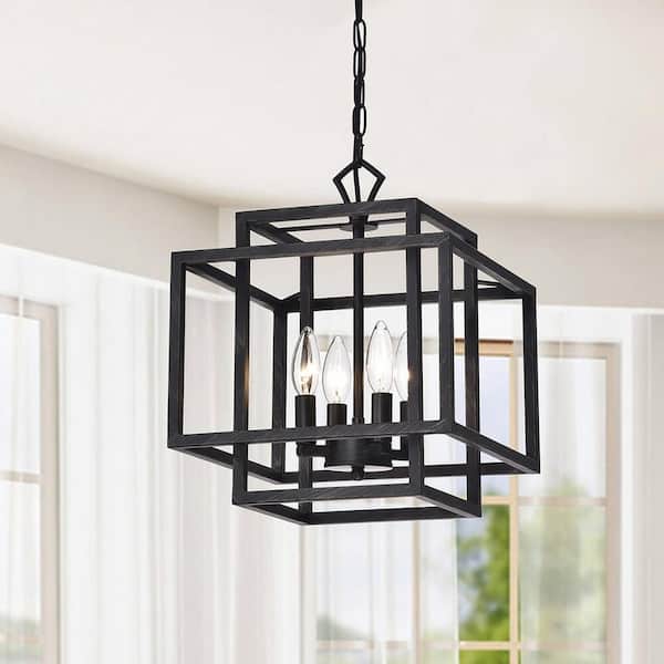 Jojospring Coral 12 in. W 4Light Antique Black Ironwork Chandelier