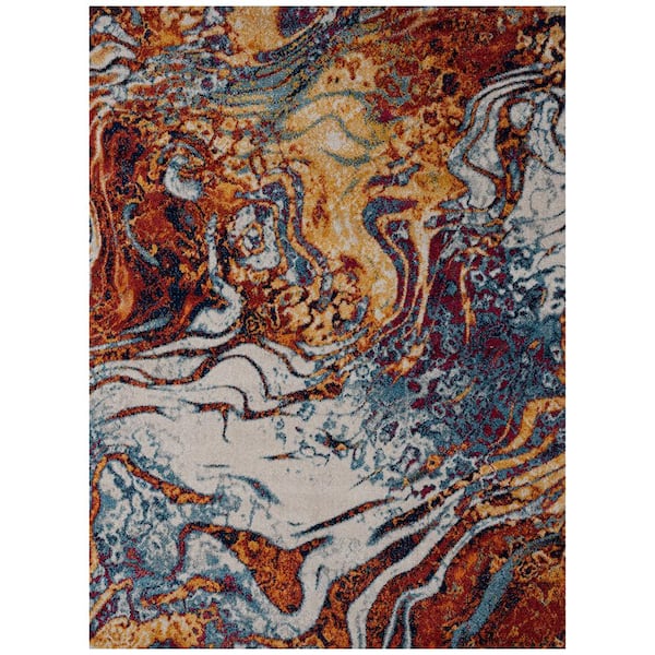 LR Home Karen Abstract Multi-Color 7 ft. 9 in. x 9 ft. 5 in. Collision ...