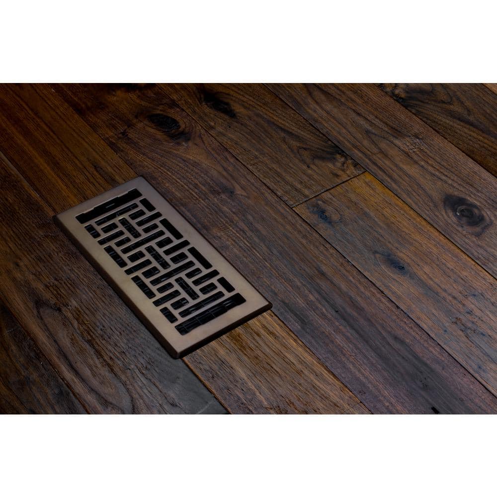 Oriental Design Rubbed Bronze Steel Floor Register