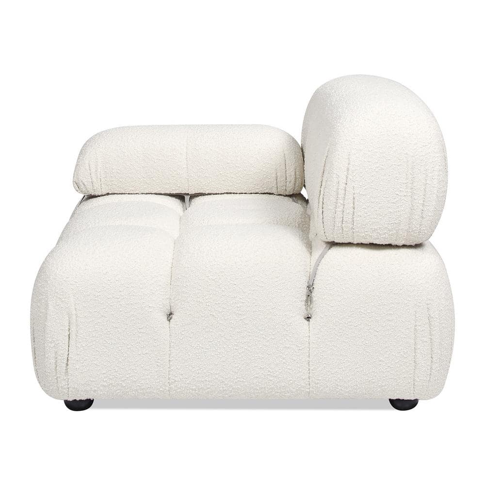 Ivory White Bouclé Modular Lounge Chair with Padded Arm