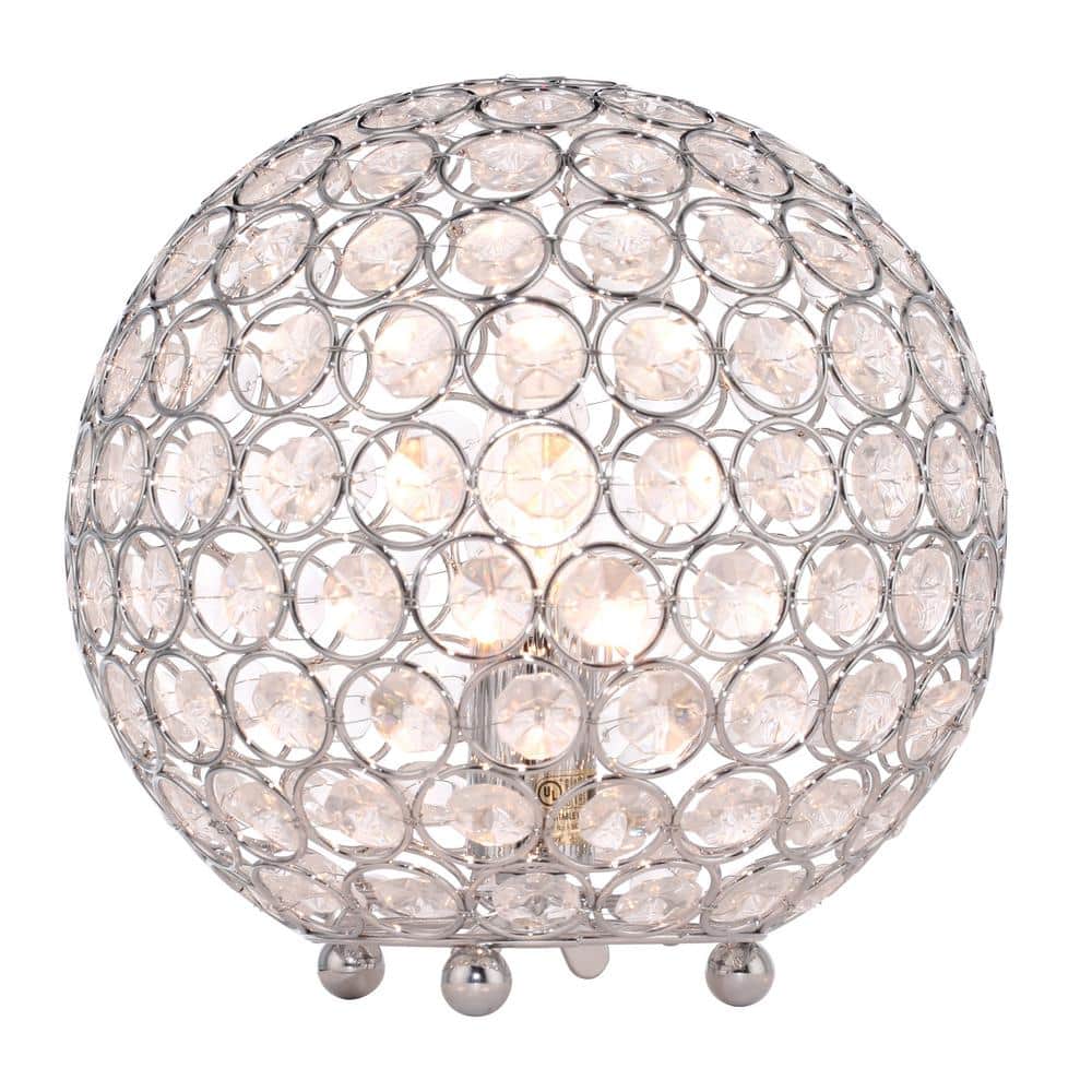 Chrome Crystal Ball Sequin Table Lamp for Kids Nursery