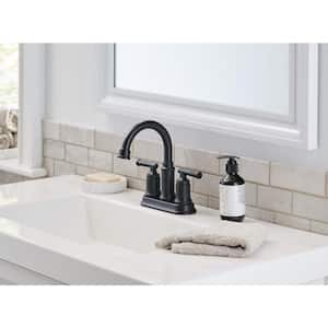 Oswell 4 in. Centerset 2-Handle High-Arc Bathroom Faucet in Matte Black