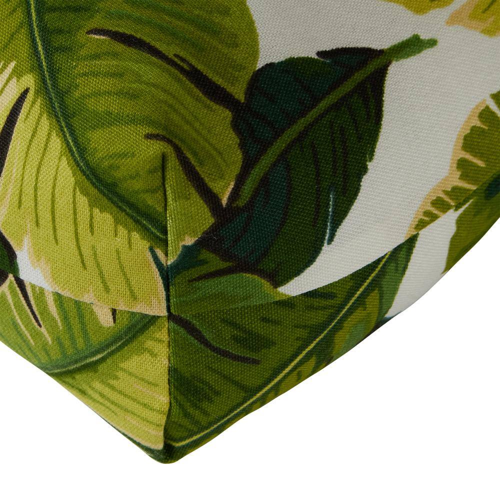 Palm Leaves Green and White High Back Outdoor Chair Cushions Set