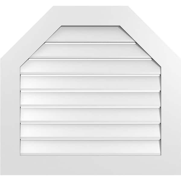 Ekena Millwork 32 in. x 30 in. Octagonal Top Surface Mount PVC Gable Vent: Functional with Standard Frame