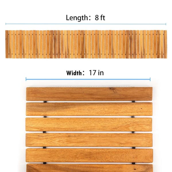 96 in. x 17 in. Garden Roll Out Wooden Pathway Deck Tile Sample, Wood Color, Covering 11.33 sq. ft.