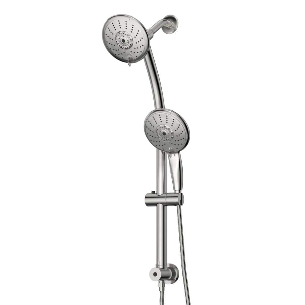 5-Spray 5 in. Wall Mount Fixed and Handheld Shower Head, Dual Shower Heads 
