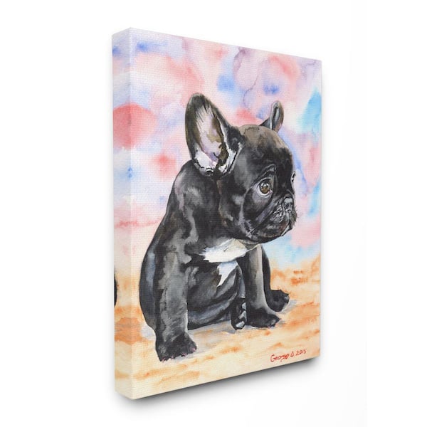 24 in. x 30 in. "French Bulldog Puppy Dog Pet" by George Dyachenko Canvas Wall Art