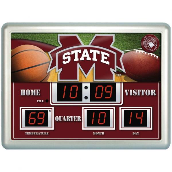 Team Sports America Mississippi State University 14 in. x 19 in. Scoreboard Clock with Temperature