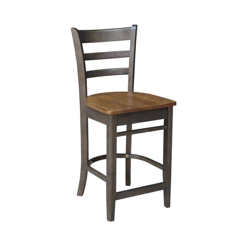 Elegant Emily Black Solid Wood Counter-Height Stool - 24" Seat