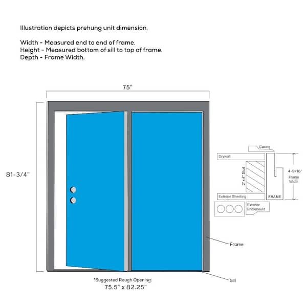 72 in. x 80 in. Clear Glass Primed Steel Prehung Right-Hand Inswing 15 Lite External Grilles Stationary Patio Door