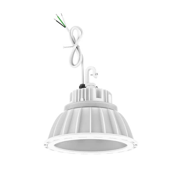 Commercial Electric 11 in. White Integrated LED Low Bay Light with Uplight, at 9000 Lumens, 5000K Daylight