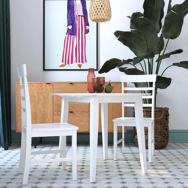 Novogratz Brooks Wood 3-Piece Dining Set, White