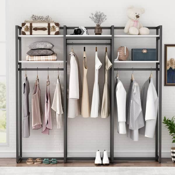 Industrial Closet Organizer with 2 Drawers Clothes Garment Rack w/ Storage  Shelf