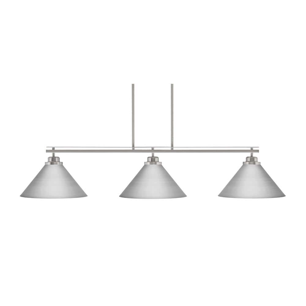 Monroe 3-Light Billiard Light, Round Fitter, Brushed Nickel Finish, 14 in. 