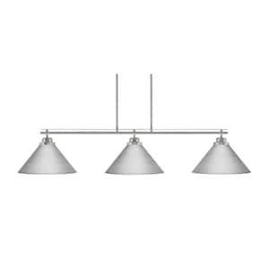 Monroe 3-Light Billiard Light, Round Fitter, Brushed Nickel Monroe 3-Light Billiard Light, Round Fitter, Brushed Nickel