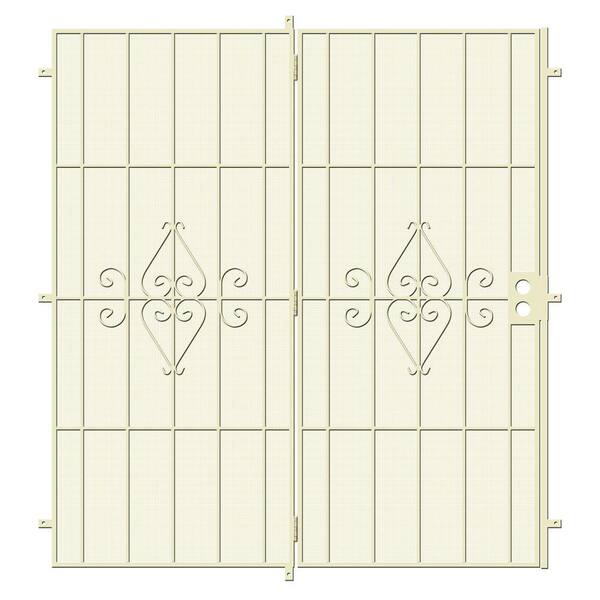 Unique Home Designs 72 in. x 80 in. Su Casa Navajo White Projection Mount Outswing Steel Patio Security Door with Expanded Metal Screen
