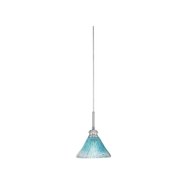 Unbranded Albany 60-Watt 1-Light Brushed Nickel Pendant Mini Pendant Light Teal Crystal Glass and Light Bulb Not Included