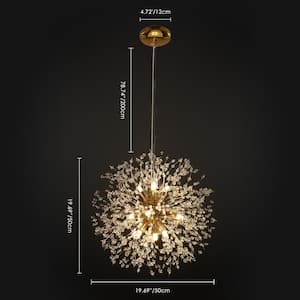 Eli 9-Light Dimmable Gold Starburst Sphere Chandelier with 60 Crystal Strands