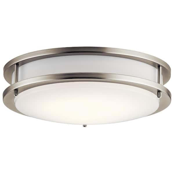 Independence 11.75 in. 1-Light Brushed Nickel Integrated LED Transitional Hallway Flush Mount Ceiling Light