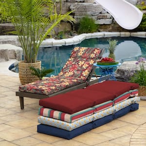 21 in. x 72 in. Outdoor Chaise Lounge Cushion in Ruby Clarissa