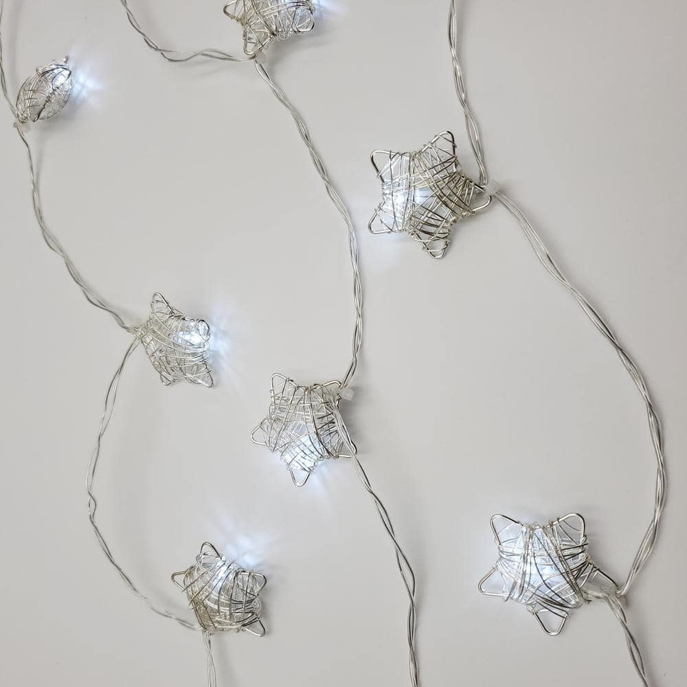 Cool White Solar Powered Star LED String Lights