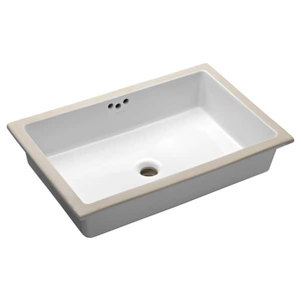 White With Overflow Drain K 2297 0, Kohler Undermount Bathroom Trough Sink